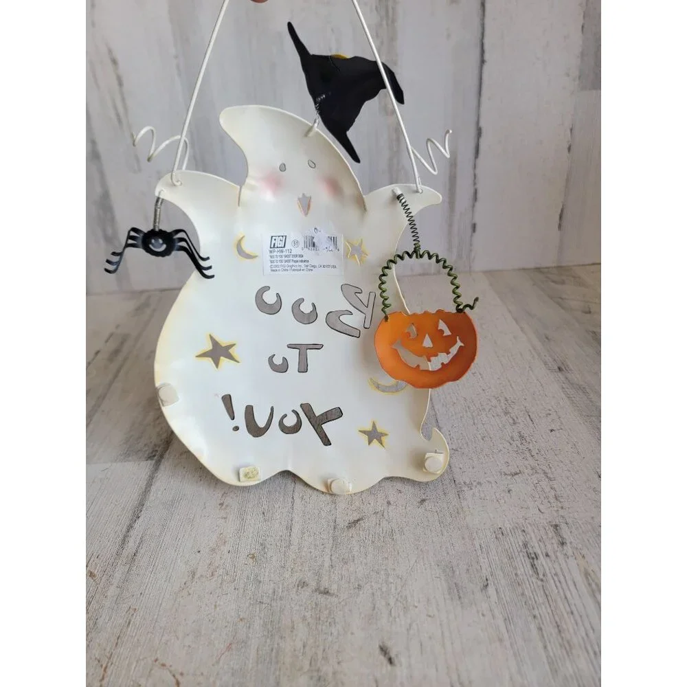 Metal Halloween boo to you ghost sign hanging wall decor‎ cute